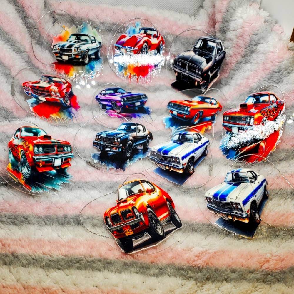 B2G1F 12pc Racecar Christmas Ornament Set, New